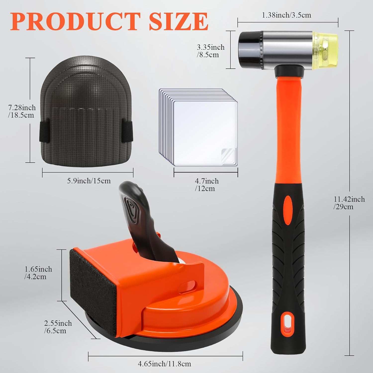 Floor Gap Fixer Tool Kit With Rubber Mallet & 10 Reusable Sticky Pads& Knee Pad,Suction Cup Laminate/Vinyl Flooring Tool For Fix Gaps,Heavy Duty Floor Gap Repair Kit For Vinyl Plank Hardwood Floor​